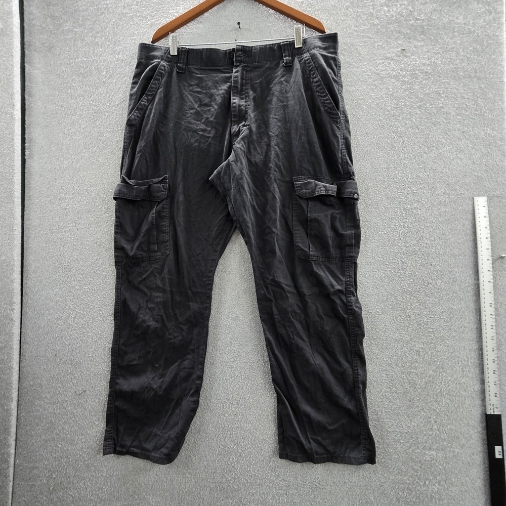 Wrangler Men Pants 38X30 Gray Cargo Twill ATG Button 26" Inseam Logo Outdoor